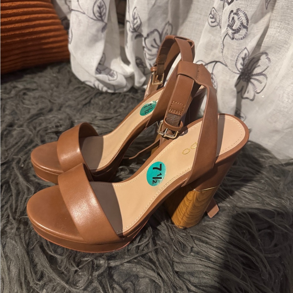 Aldo Brown Heels with Chunky Design and Smooth Soles
